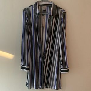 Midi Striped Button Down Tunic